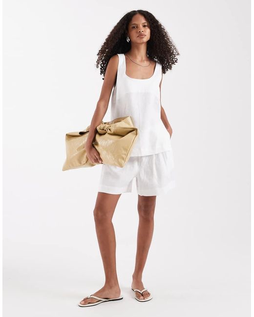 ASOS White Pull On Linen Shorts