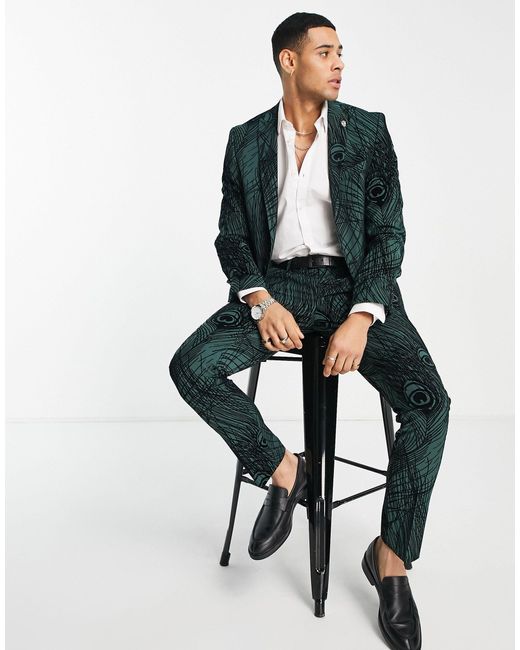 Twisted Tailor Green Pavo Skinny Suit Jacket for men