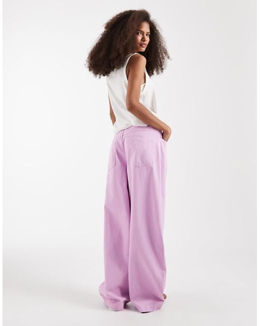 ASOS Pink Barrel Pants With Washed Effect