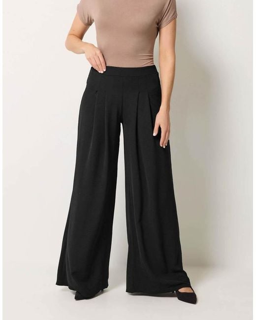 Long Tall Sally White Pleated Palazzo Wide Leg Trousers