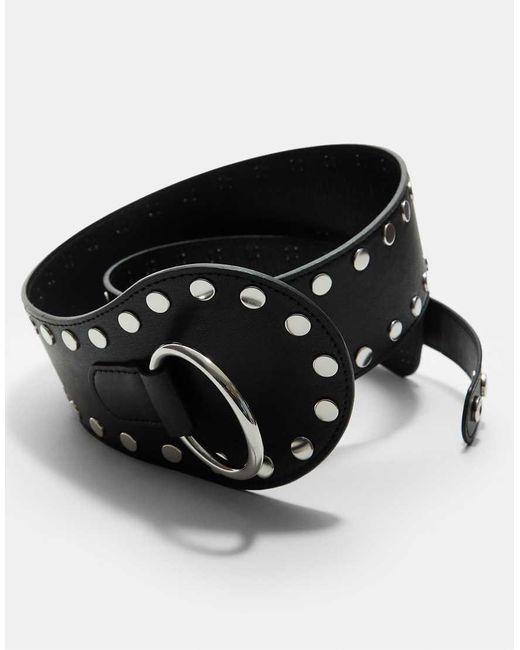 Stradivarius Brede Riem Met Studs in het Blue