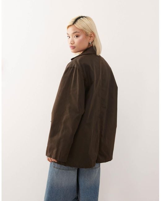 Weekday Black Oversized Wax Barn Jacket