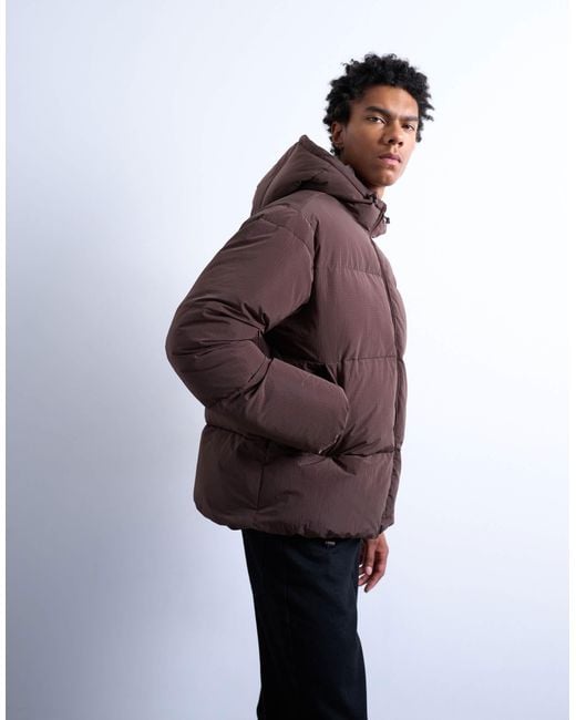 Topman Purple Textured Puffer Jacket for men