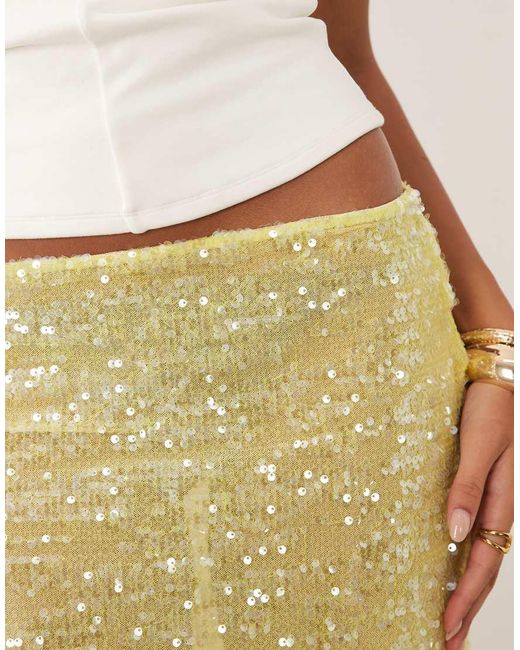 ASOS Natural Sequin Midi Skirt