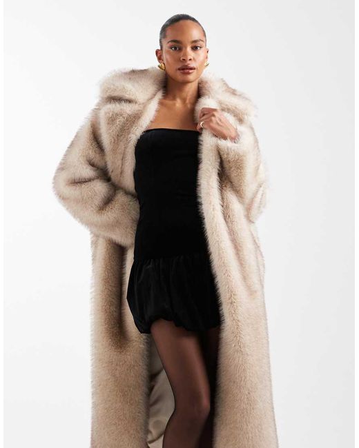 4th & Reckless Multicolor Faux Fur Oversized Belted Maxi Coat