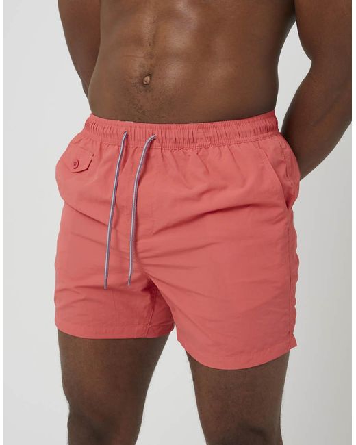 Brave Soul Red Elasticated Swimshorts for men