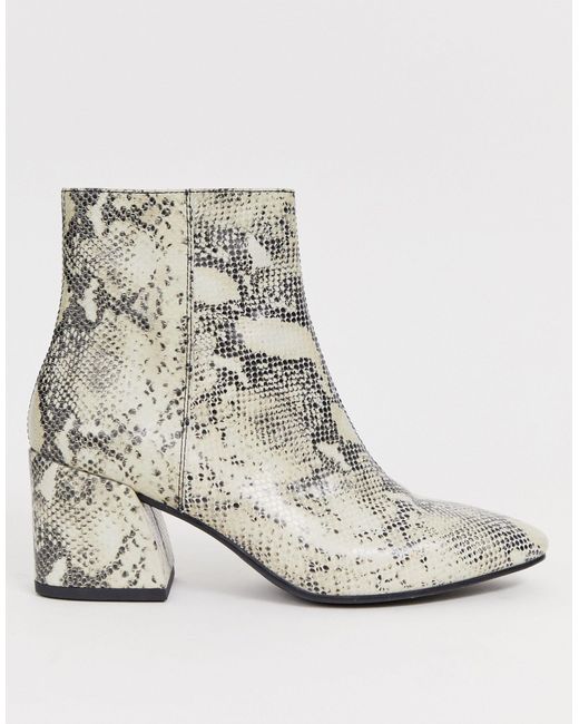 Vagabond Olivia Natural Snake Leather Pointed Mid Heeled Ankle Boots-multi  - Lyst