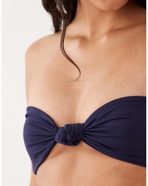 GOOD AMERICAN Multicolor Matte Twist Detail Bandeau Bikini Top