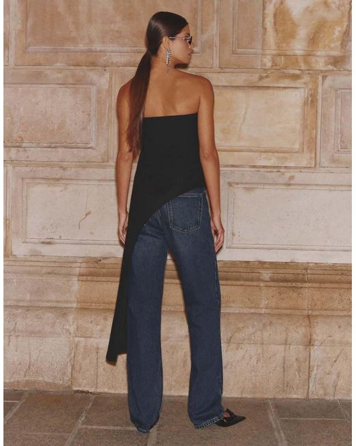 4th & Reckless Natural Bandeau Shirred Detail Side Drape Top