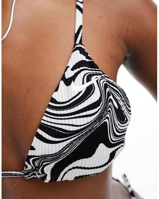 Nike Black Swirl Retro Print Tie String Bikini Top