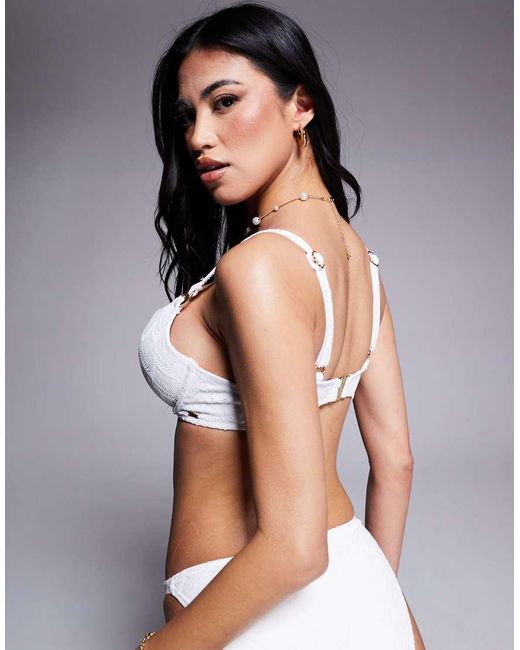 Boux Avenue White Broderie Texture Underwire Bikini Top