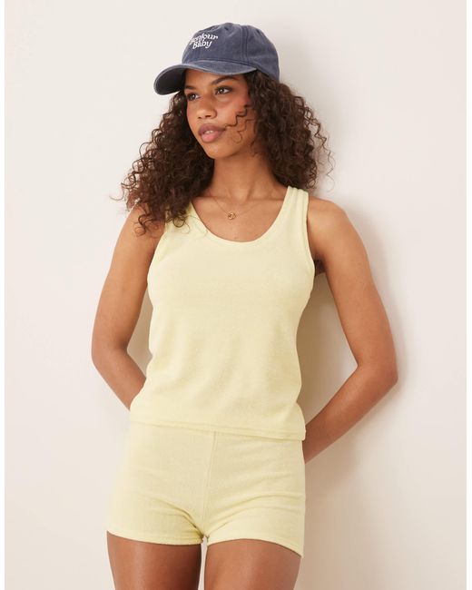 Caraco d'ensemble en tissu éponge - citron ASOS en coloris Natural