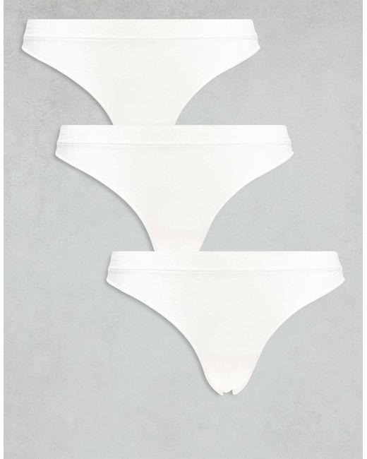 Weekday White Soft Seamless Thong 3-pack