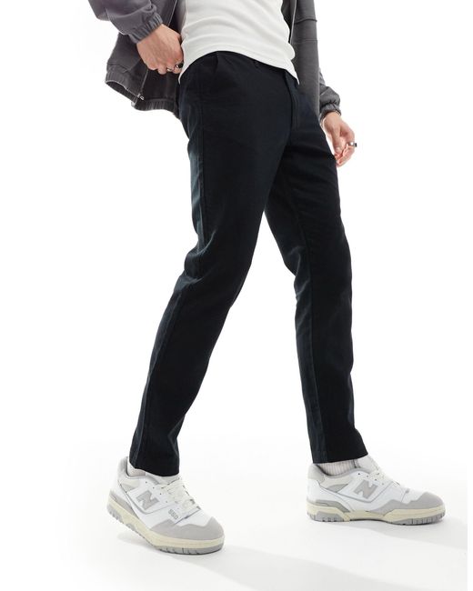 Pantalon chino slim en lin ASOS pour homme en coloris Black