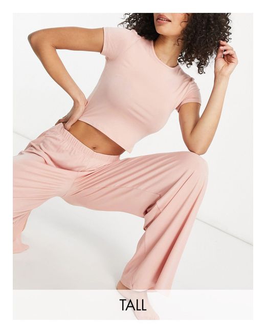 Missguided Pink Crop Top And wide-legged Pants Pyjama Set