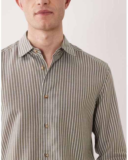 Mango Gray Classic Striped Shirt for men
