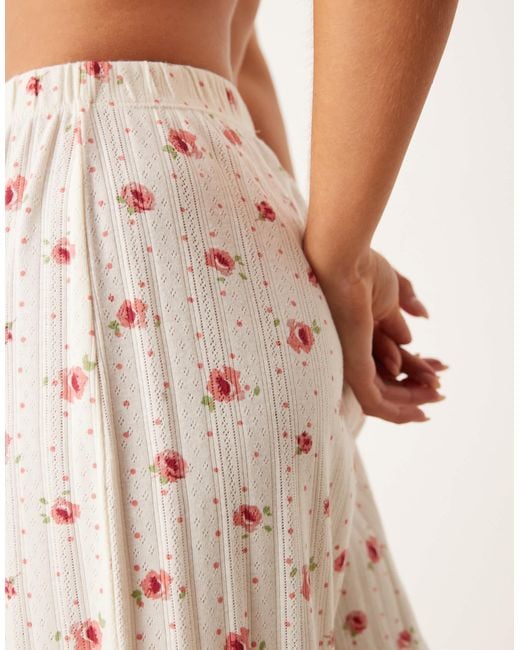 ASOS Natural Asos design petite – mix & match – pyjama-hose aus lochstrick mit blümchenmuster