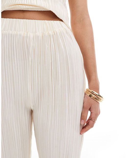 In The Style White X Perrie Sian Plisse Wide Leg Trousers Co-ord