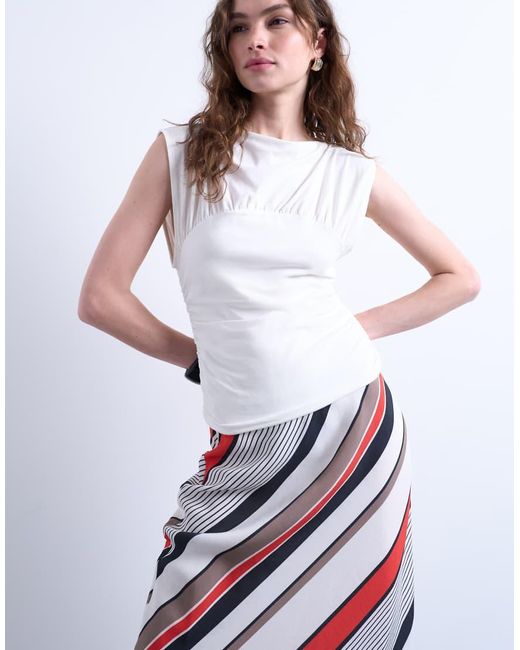 TOPSHOP Top Met Zonder Mouwen En Rimpeleffect in het White
