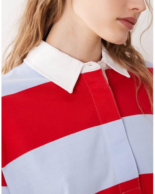 ARKET Red Long Sleeve Rugby Polo Shirt