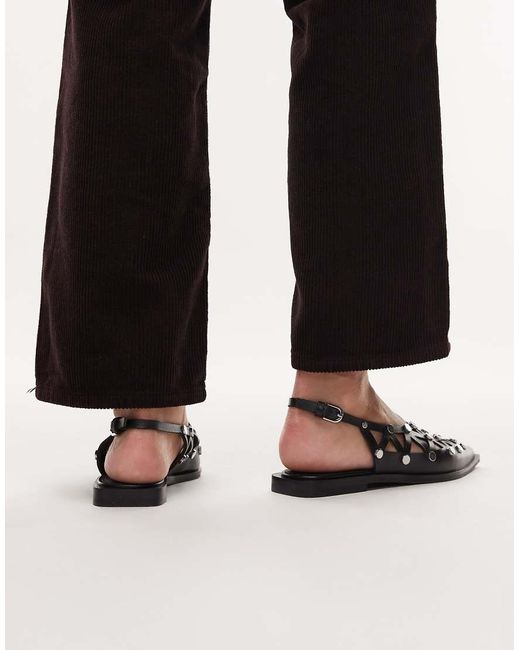 Bronx Black Laur-ynn Studded Pointed Toe Flat Shoes