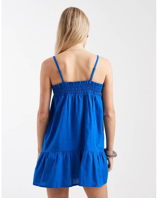Aray Blue Mini Babydoll Beach Dress