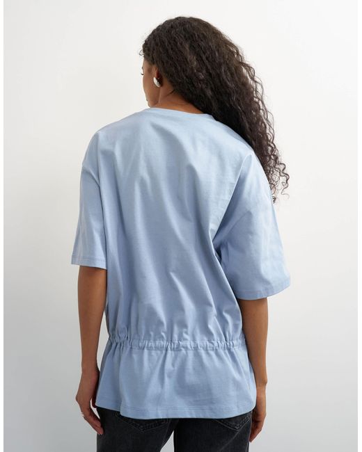 TOPSHOP Blue Drawstring Hem Tee