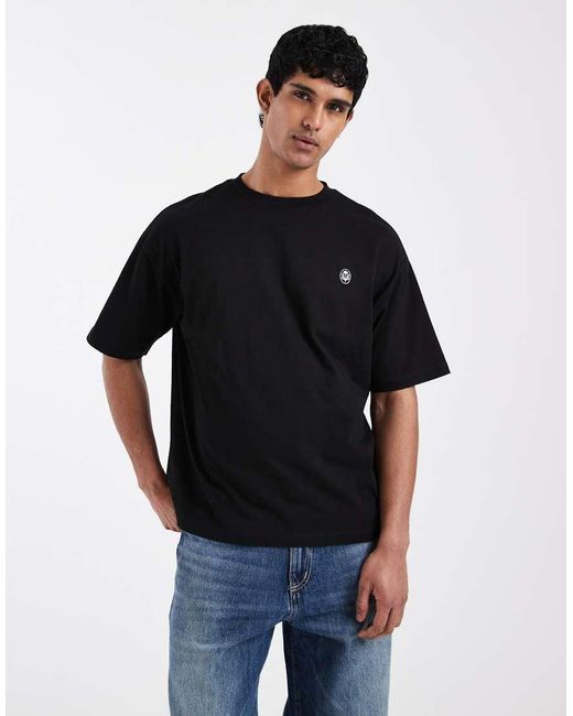 ASOS Black Oversized T-shirt With Floral Spine Graphic With Embroidery for men