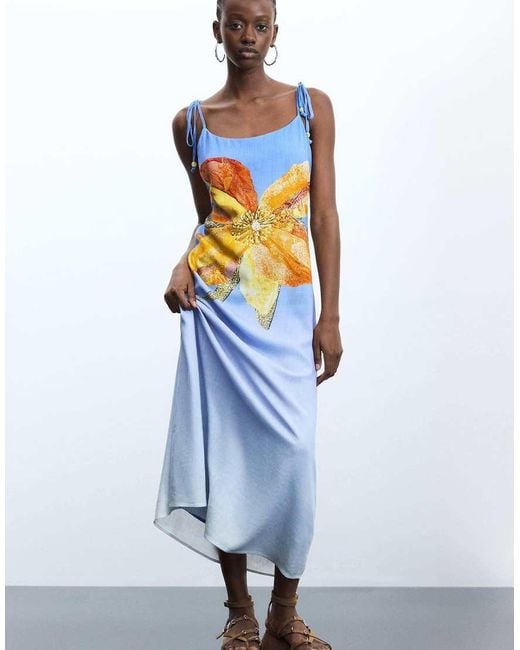 Desigual Blue Printed Maxi Dress