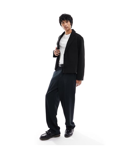 ASOS Oversized Wool Look Cropped Blazer Jacket in Black for Men | Lyst  Canada