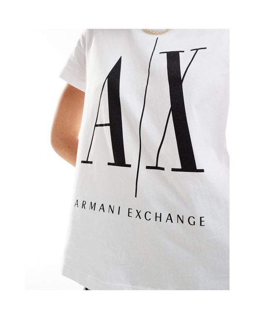 T-shirt coupe boyfriend à imprimé - noir et Armani Exchange en coloris White