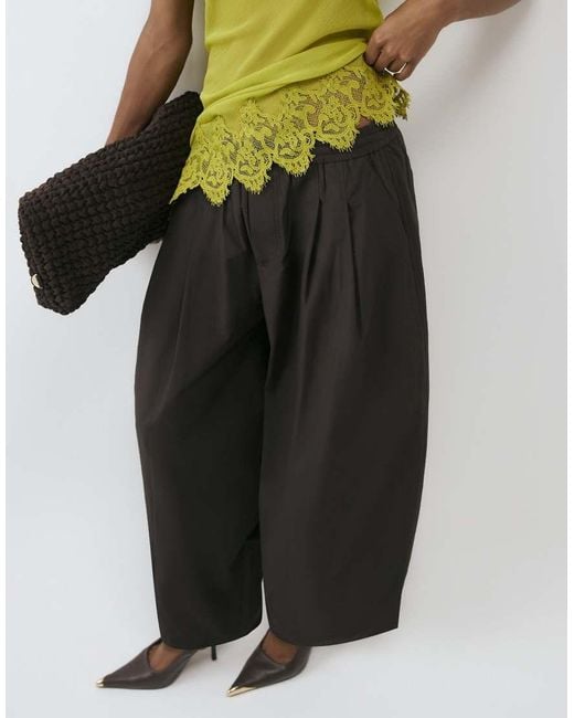 River Island White Poplin Barrel Leg Trousers