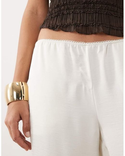 Lioness In Bloom Satin Low Rise Relaxed Leg Pants In (part Of A Set)-white