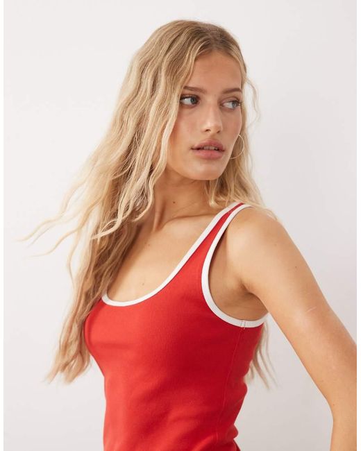 Free People Red Moxie Contrast Tank Top