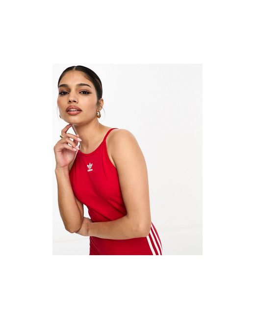 Robe courte et moulante à logo 3 bandes - écarlate Adidas Originals en coloris Red