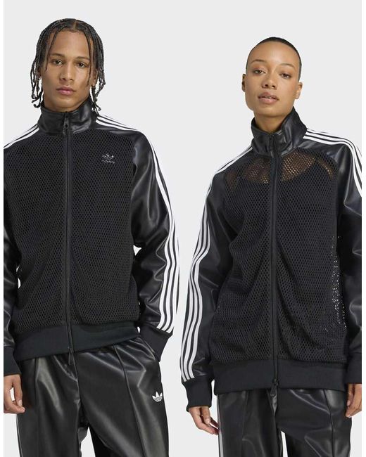 Adidas Originals Black Adidas X Jeremy Scott Faux Leather Mesh Track Top