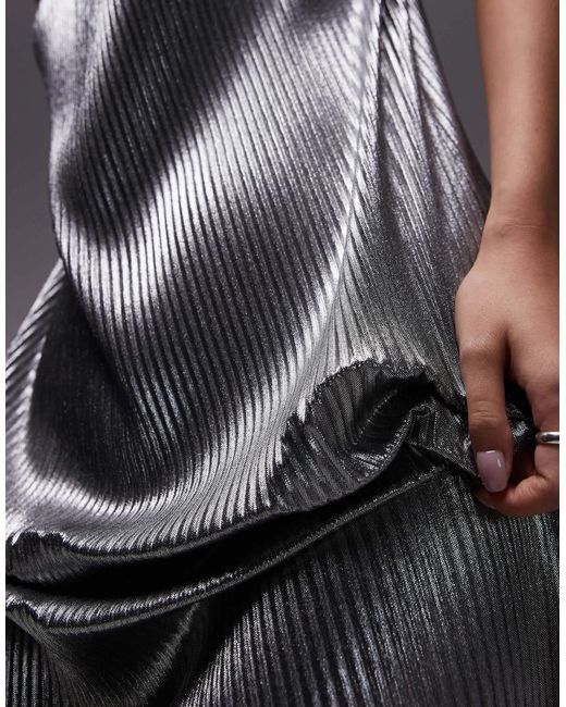 TOPSHOP Gray – plissiertes maxikleid