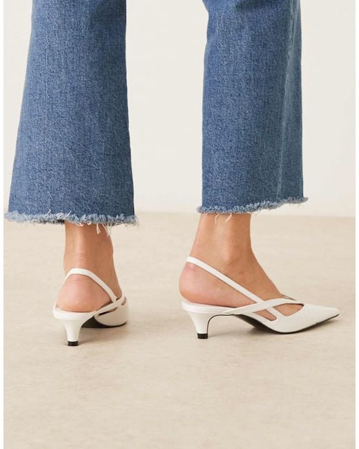 Mango Blue Strappy Pointed Low Heeled Slingback