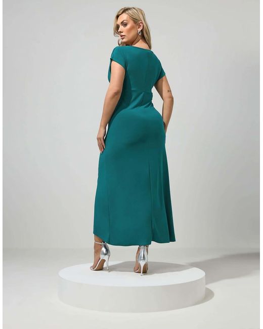 Yours Clothing Green Gather Detail Maxi Dress