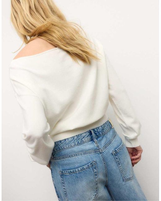 Stradivarius Blue Boat Neck Knit Jumper