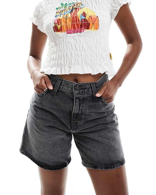 Levi's Blue High Waisted baggy Denim Shorts