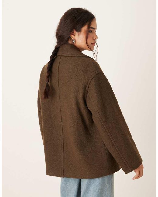 Mango Brown Wool Mix Short Tailored Jacket