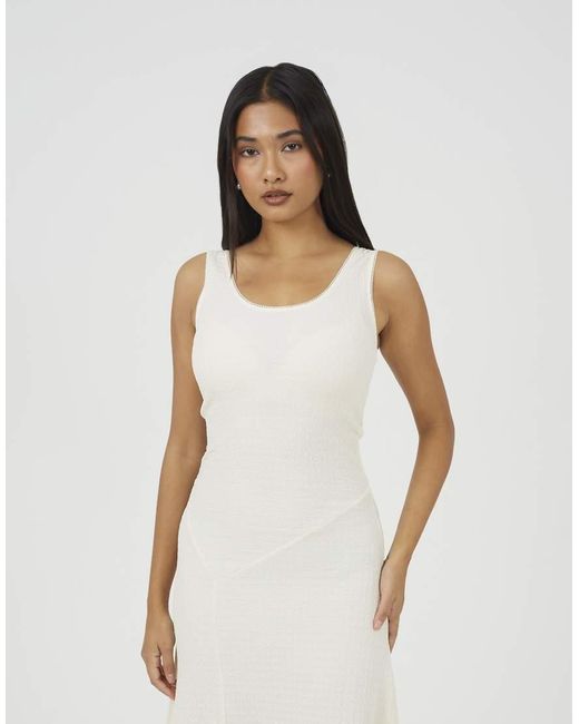 Brave Soul White Textured Jersey Lace Strappy Fit And Flare Maxi Dress