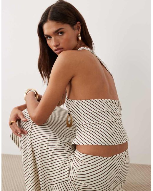 Forever New Gray Cowl Neck Halter Neck Top