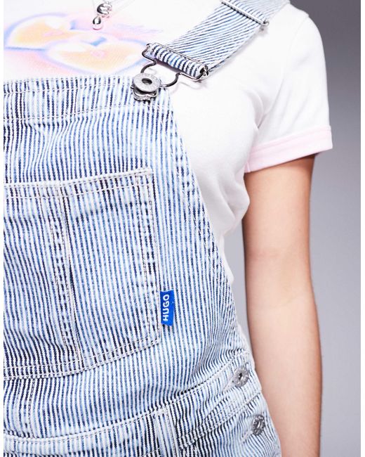 HUGO Blue Denim Dungaree Shorts
