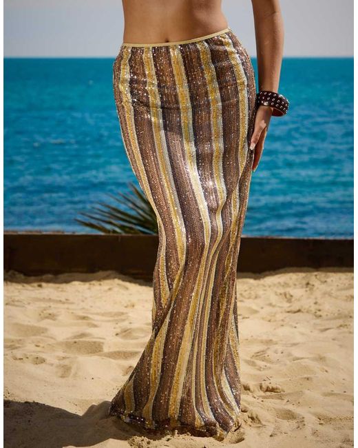 South Beach Blue X Sasha Corte-t Sequin Maxi Beach Skirt