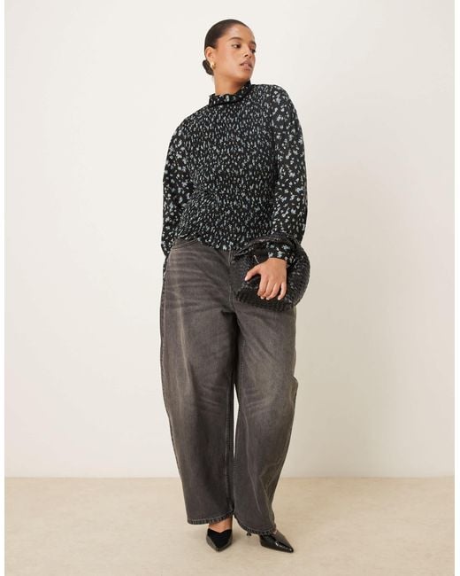 ASOS Black Asos Design Curve High Waisted Barrel Leg Jeans