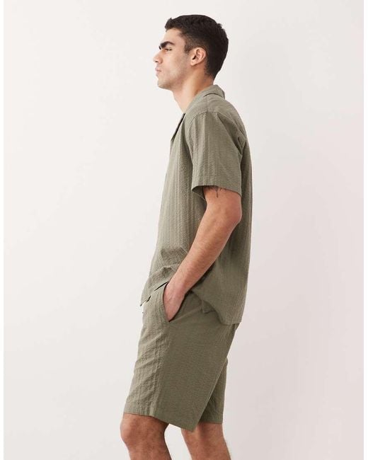 Jack & Jones Green Co-ord Textured Shorts for men