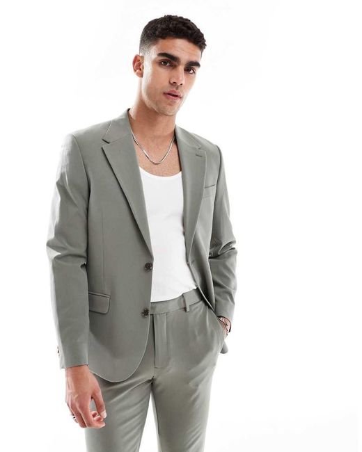 ASOS Gray Four Way Stretch Skinny Suit Jacket for men