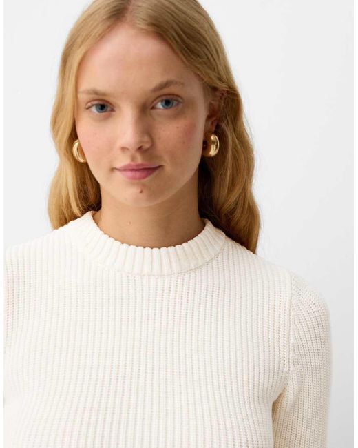 Bershka Sweater Met Ronde Hals in het White
